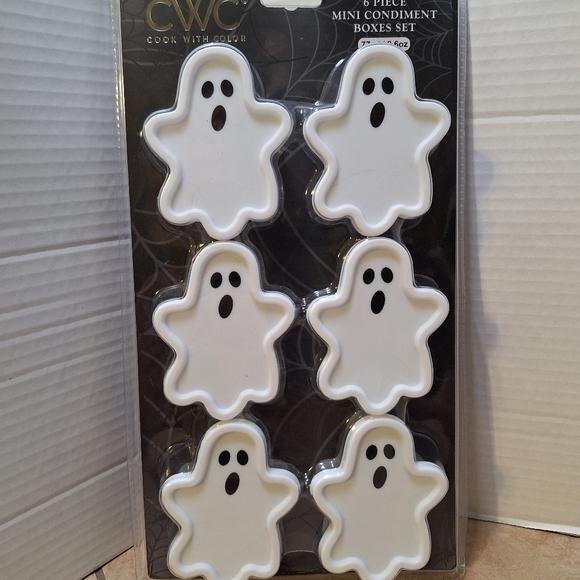 CWC Cook With Color 6 Piece Mini Condiment Boxes Set Ghost 2.6 oz Each - Picture 2 of 4